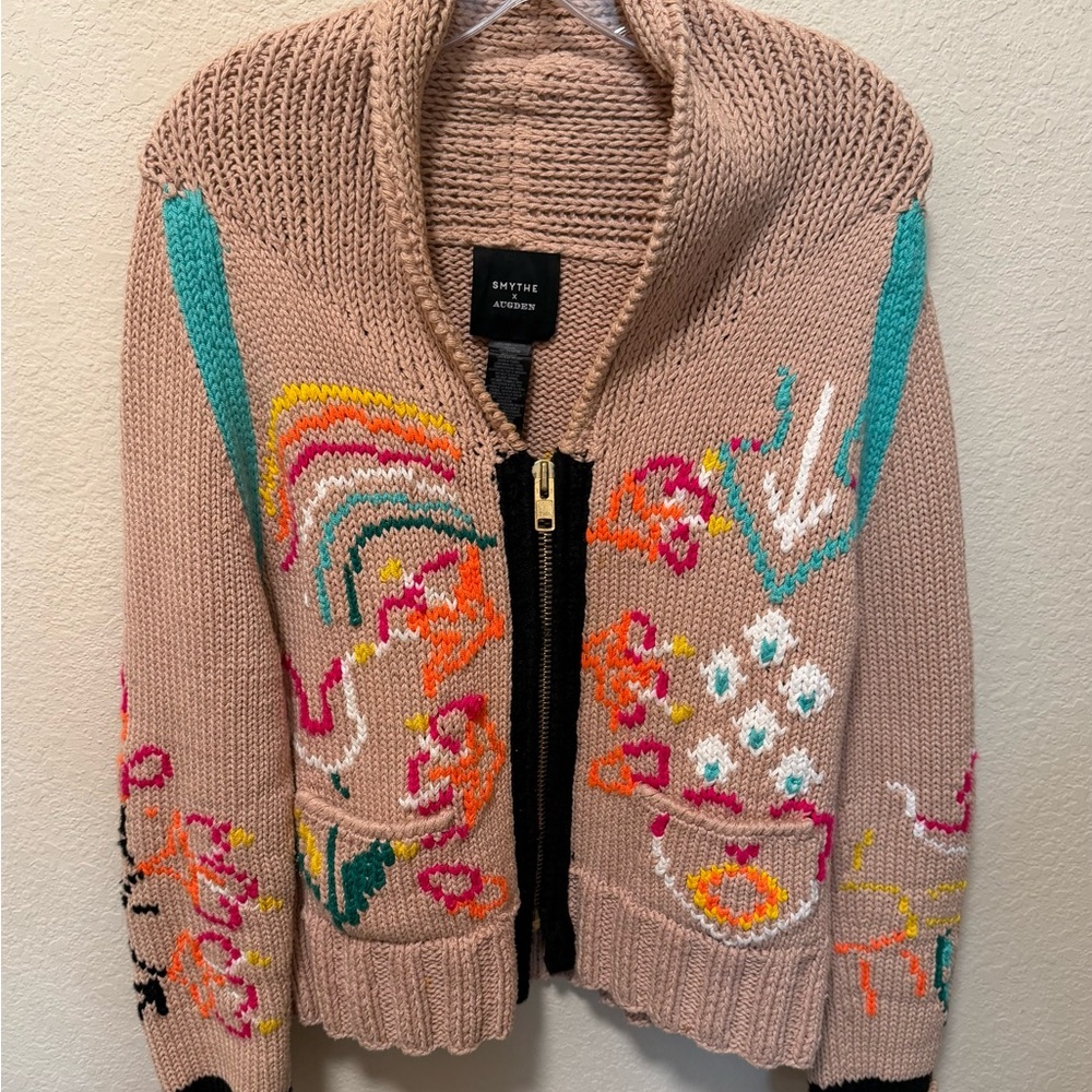 Smythe Augden Colorful Knit Sweater with Artistic Patterns